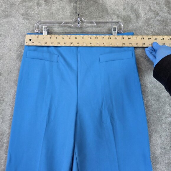 Mango Wide Leg Pants Womens Size 12 Blue High Waist 312FARRITO Work Trousers - Picture 2 of 13